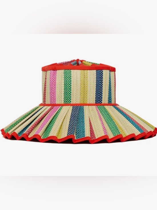 Accessories - Womens Multicolor Straw Sun Hat with Red Trim